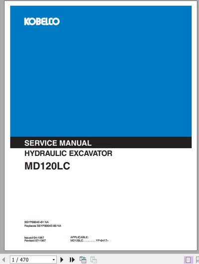 Download Kobelco MD120LC Hydraulic Excavator Service Repair Manual