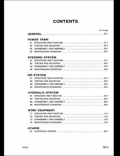 Komatsu W120-2 Wheel Loader Service Repair Shop Manual