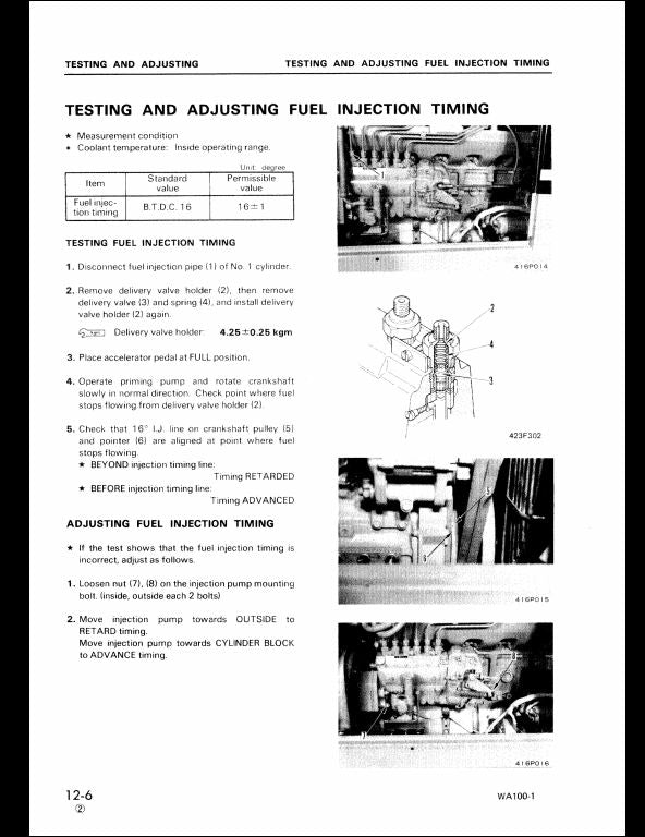 Komatsu WA100-1 Wheel Loader Service Repair Shop Manual