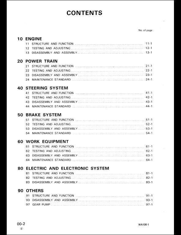 Komatsu WA100-1 Wheel Loader Service Repair Shop Manual