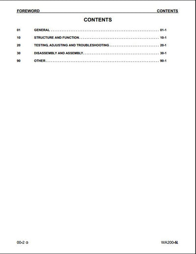 Komatsu WA200-5L WA200PT-5L Wheel Loader Service Repair Shop Manual
