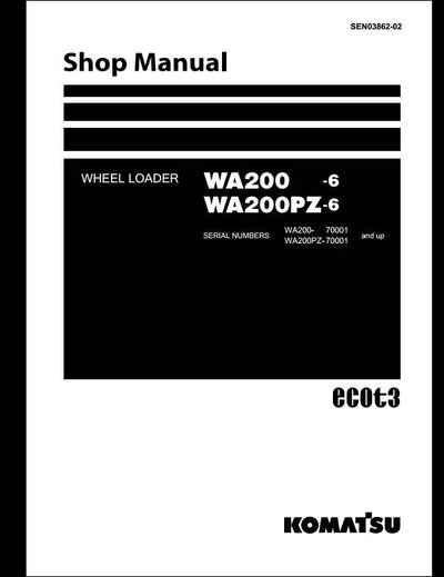 Komatsu WA200-6 WA200PZ-6 Wheel Loader Service Repair Shop Manual