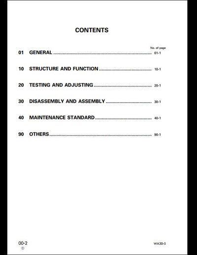 Komatsu WA30-5 Wheel Loader Service Repair Shop Manual