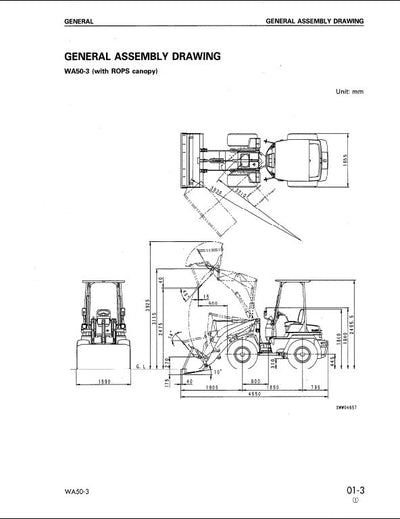 Komatsu WA50-3 Wheel Loader Service Repair Shop Manual