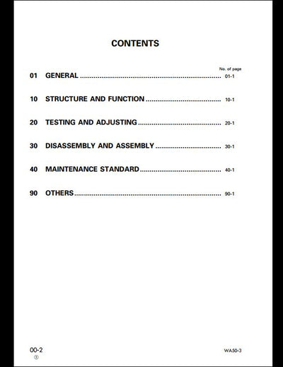 Komatsu WA50-3 Wheel Loader Service Repair Shop Manual