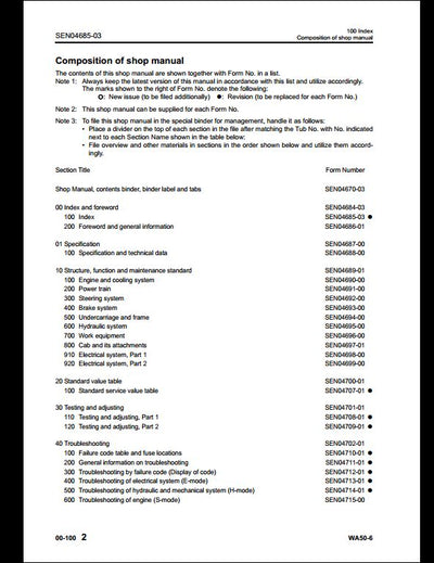Komatsu WA50-6 Wheel Loader Service Repair Shop Manual