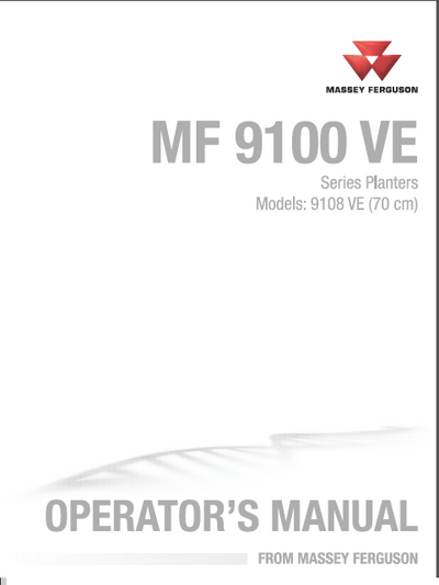 MASSEY FERGUSON 9108 VE (70 CM) PLANTER OPERATOR MANUAL