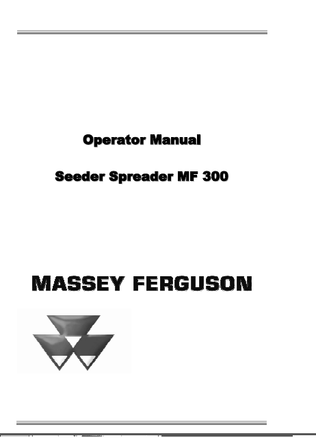 MASSEY FERGUSON MF 300 Operator Instruction Manual
