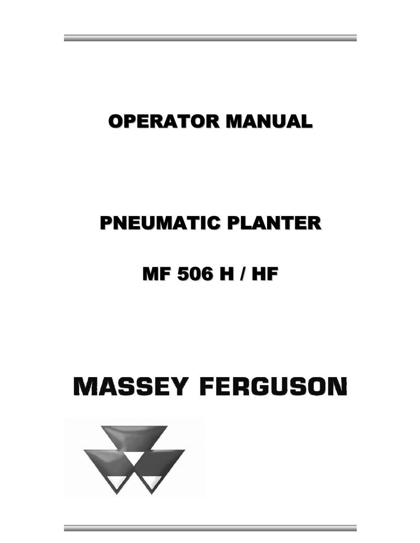 MASSEY FERGUSON MF 506 H HF Operator Instruction Manual