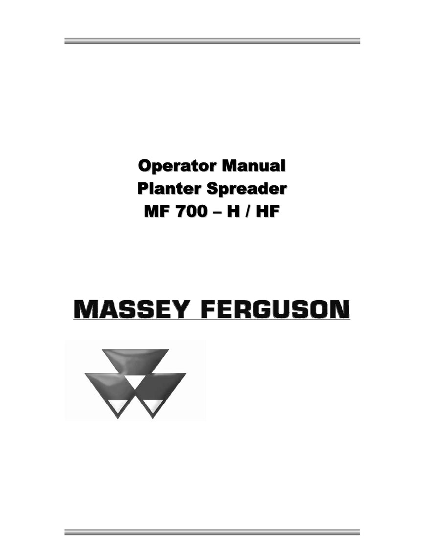 MASSEY FERGUSON MF 709 711 712 713 Operator Instruction Manual