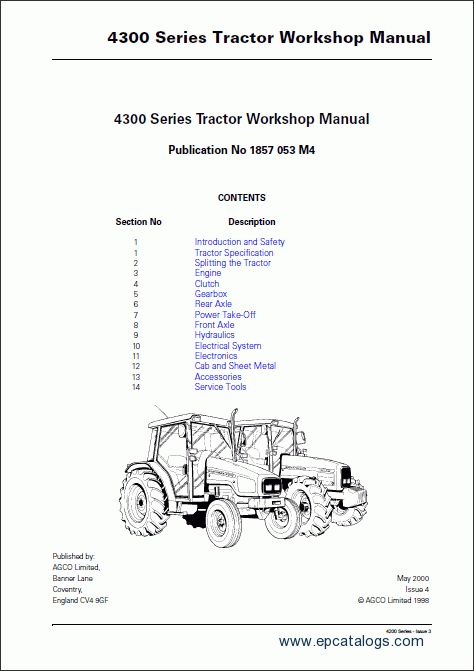 Massey Ferguson MF 4345, MF 4355, MF 4360, MF4365, MF4370 Tractor Shop Repair Service Manual Download