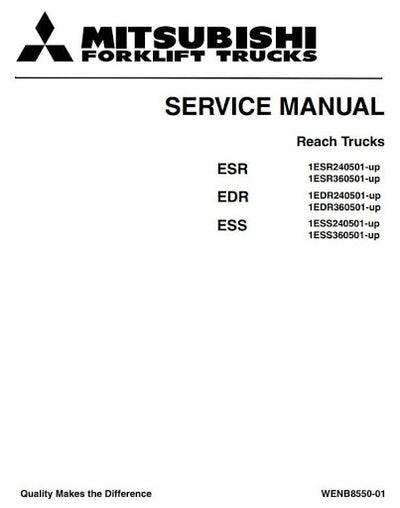 Mitsubishi EDR24, ESR24, ESS24, EDR36, ESR36, ESS36 Reach Truck Workshop Service Repair Manual