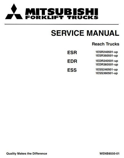 Mitsubishi EDR24, ESR24, ESS24, EDR36, ESR36, ESS36 Reach Truck Workshop Service Repair Manual Mitsubishi EDR24, ESR24, ESS24, EDR36, ESR36, ESS36 Reach Truck Workshop Service Repair Manual