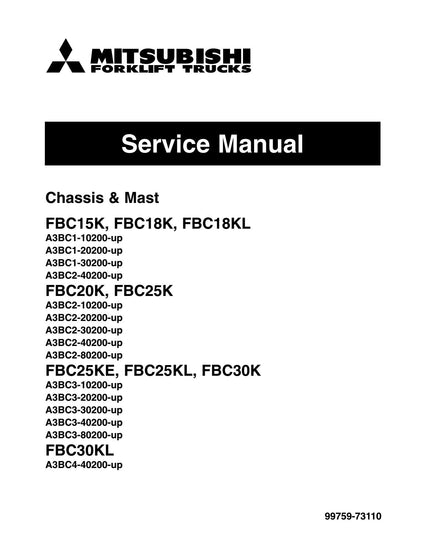 Mitsubishi FBC15K, FBC18K(L), FBC20K, FBC25K(E,L), FBC30K(L) Electric Forklift Truck Service Repair Manual