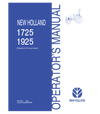NEW HOLLAND 1725, 1925 TRACTOR OPERATOR'S MANUAL