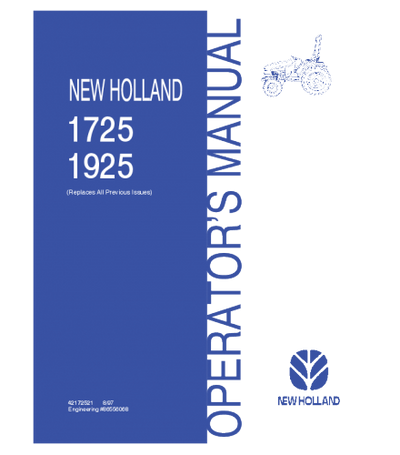 NEW HOLLAND 1725, 1925 TRACTOR OPERATOR'S MANUAL