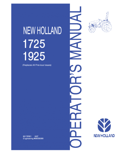 NEW HOLLAND 1725, 1925 TRACTOR OPERATOR'S MANUAL