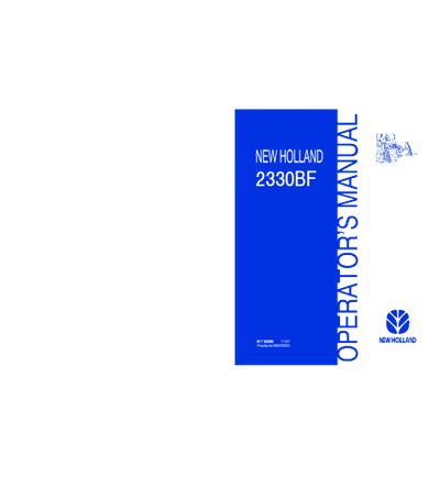 NEW HOLLAND 2330BF ADAPTER FRAME OPERATOR'S MANUAL