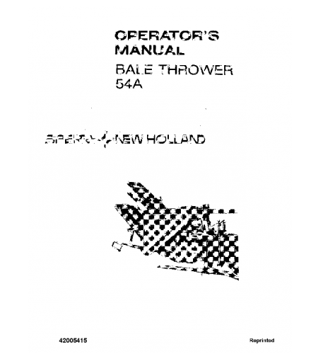 NEW HOLLAND 54A BALE THROWER OPERATOR'S MANUAL