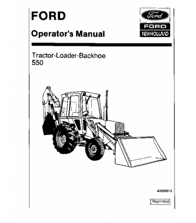 NEW HOLLAND 550 BACKHOE LOADER OPERATOR'S MANUAL