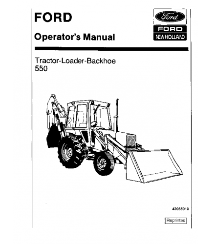 NEW HOLLAND 550 BACKHOE LOADER OPERATOR'S MANUAL