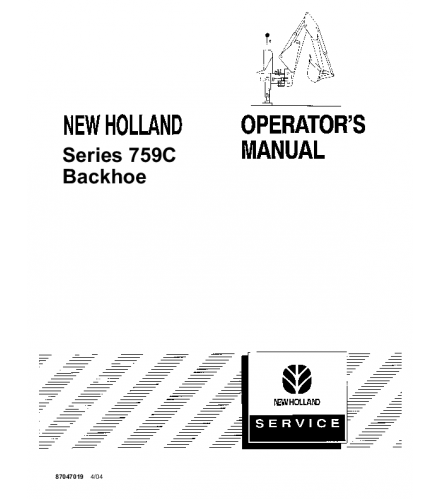 NEW HOLLAND 759C BACKHOE OPERATORS MANUAL