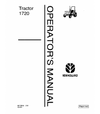 NEW HOLLAND FORD 1720 TRACTOR OPERATOR'S MANUAL