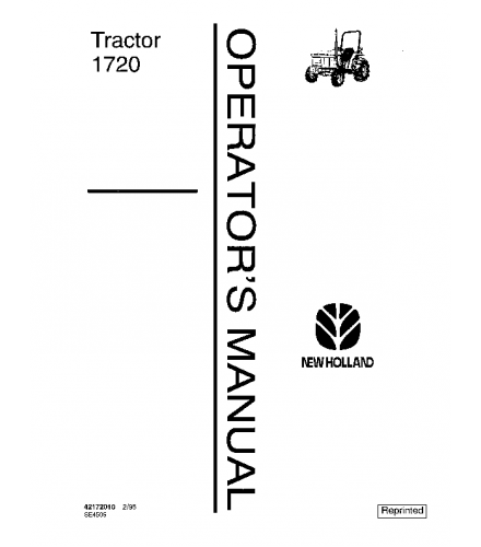 NEW HOLLAND FORD 1720 TRACTOR OPERATOR'S MANUAL