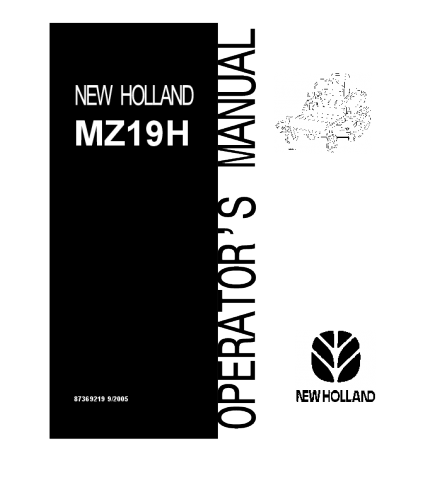 NEW HOLLAND MZ19H MOWER OPERATOR'S MANUAL