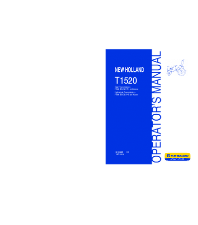 NEW HOLLAND T1520 TRACTOR OPERATOR'S MANUAL