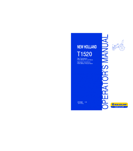 NEW HOLLAND T1520 TRACTOR OPERATOR'S MANUAL