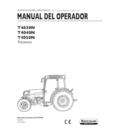 NEW HOLLAND T4030N, T4040N, T4050N TRACTOR OPERATOR'S MANUAL