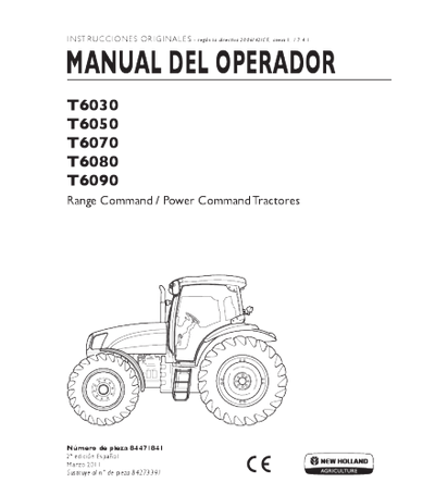 NEW HOLLAND T6030, T6050, T6070, T6080, T6090 TRACTOR OPERATOR'S MANUAL