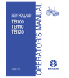 NEW HOLLAND TB100, TB110, TB120 TRACTOR OPERATOR'S MANUAL
