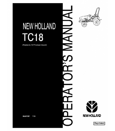 NEW HOLLAND TC18 TRACTOR OPERATOR'S MANUAL