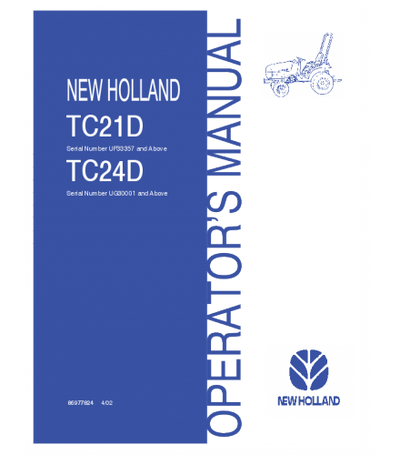 NEW HOLLAND TC21D, TC24D TRACTOR OPERATOR'S MANUAL
