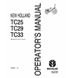 NEW HOLLAND TC25, TC29, TC33 TRACTOR OPERATOR'S MANUAL