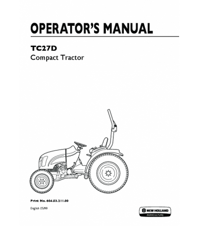 NEW HOLLAND TC27D TRACTOR OPERATOR'S MANUAL
