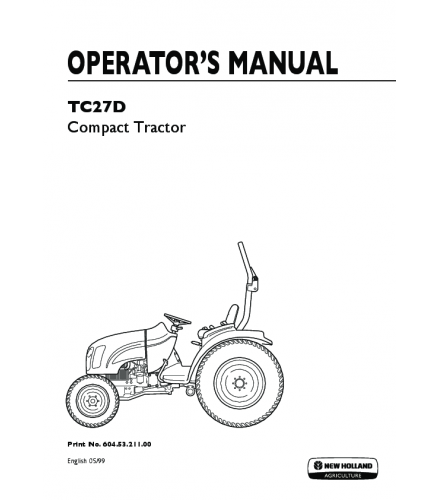 NEW HOLLAND TC27D TRACTOR OPERATOR'S MANUAL