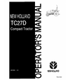NEW HOLLAND TC27D TRACTOR OPERATOR'S MANUAL