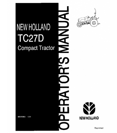 NEW HOLLAND TC27D TRACTOR OPERATOR'S MANUAL