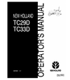 NEW HOLLAND TC29D, TC33D TRACTOR OPERATOR'S MANUAL