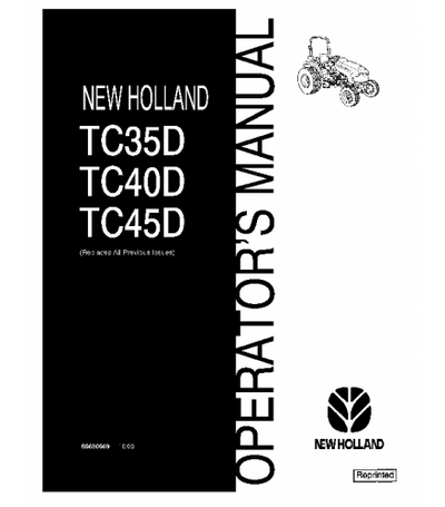 NEW HOLLAND TC35D, TC40D, TC45D TRACTOR OPERATOR'S MANUAL