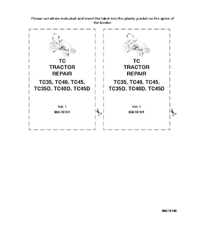 NEW HOLLAND TC35, TC35D, TC40, TC40D, TC45, TC45D TRACTOR SERVICE REPAIR MANUAL