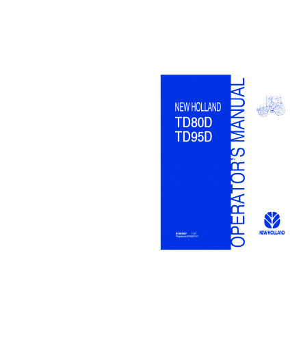 NEW HOLLAND TD80D, TD95D WITH SUSPENDED PEDALS TRACTOR OPERATORS MANUAL