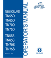 NEW HOLLAND TN55D, TN65D, TN70D, TN75D, TN55S, TN65S, TN70S, TN75S TRACTOR OPERATOR'S MANUAL