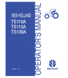 NEW HOLLAND TS110A, TS115A, TS130A TRACTOR OPERATOR'S MANUAL