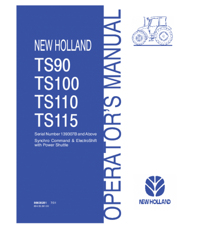 NEW HOLLAND TS90, TS100, TS110, TS115 TRACTOR OPERATOR'S MANUAL
