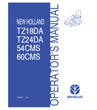 NEW HOLLAND TZ18DA, TZ24DA TRACTOR OPERATOR'S MANUAL