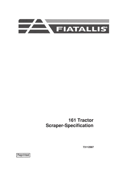 New Holland 161 Tractor Scraper Specification Service Repair Manual 73112987